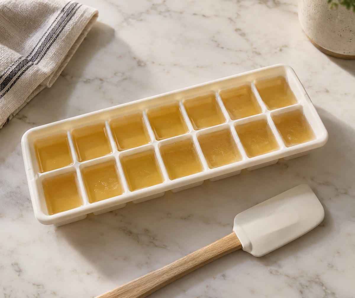 Aquafaba on an ice tray