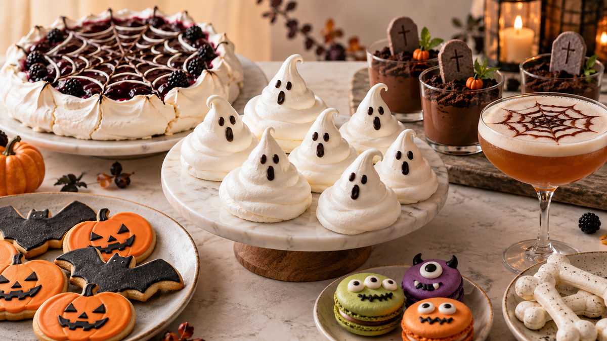 a table full of halloween treats