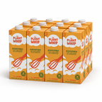 A 12-pack of Plant Whip Aquafaba 100% Plant Based Egg Alternative carton juice boxes, arranged in a 3x4 grid on a clean white background.