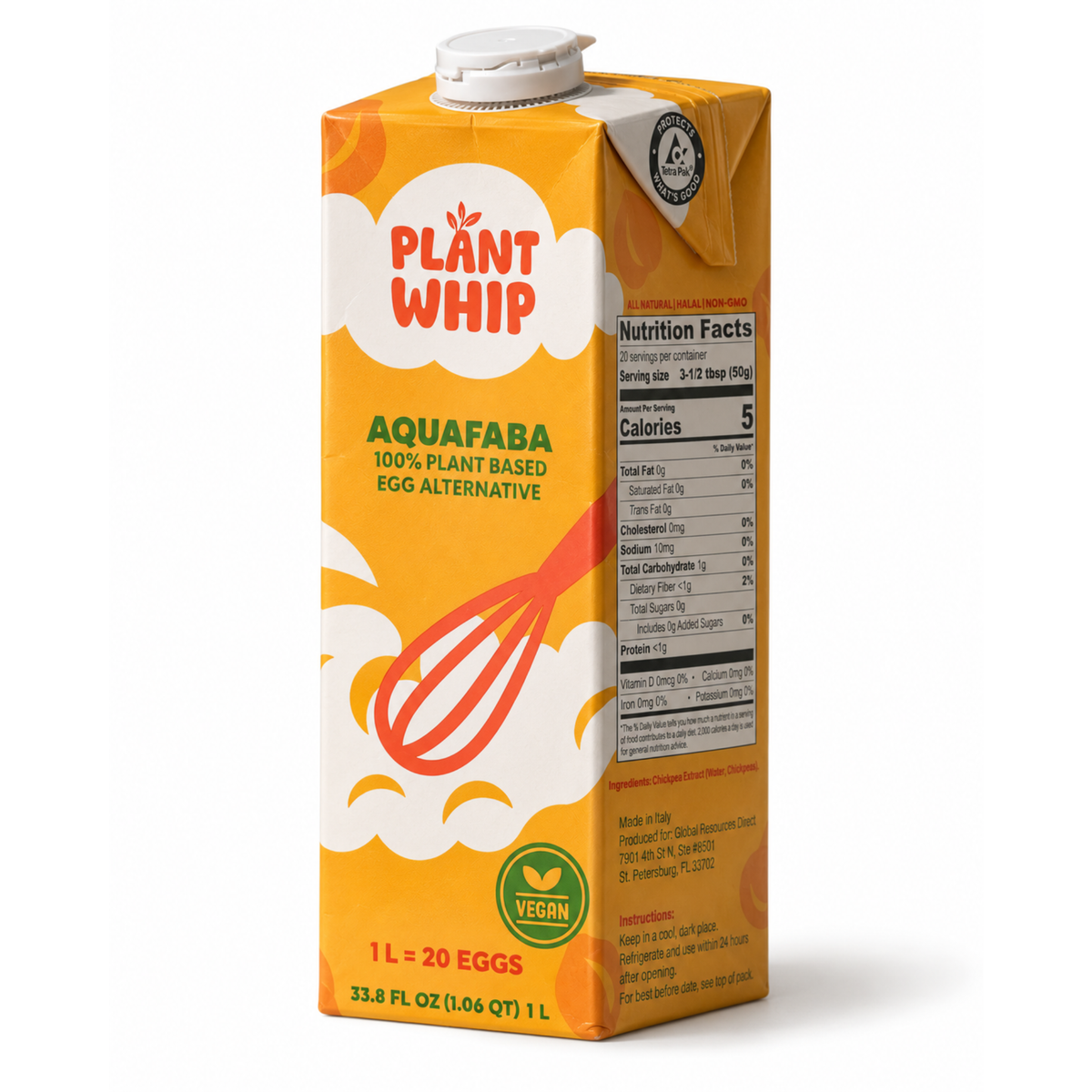 Plant Whip Liquid Aquafaba, 1L