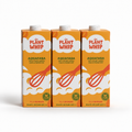 Three 1L cartons of Plant Whip Aquafaba 100% plant-based egg alternative, arranged side-by-side on a clean white background.
